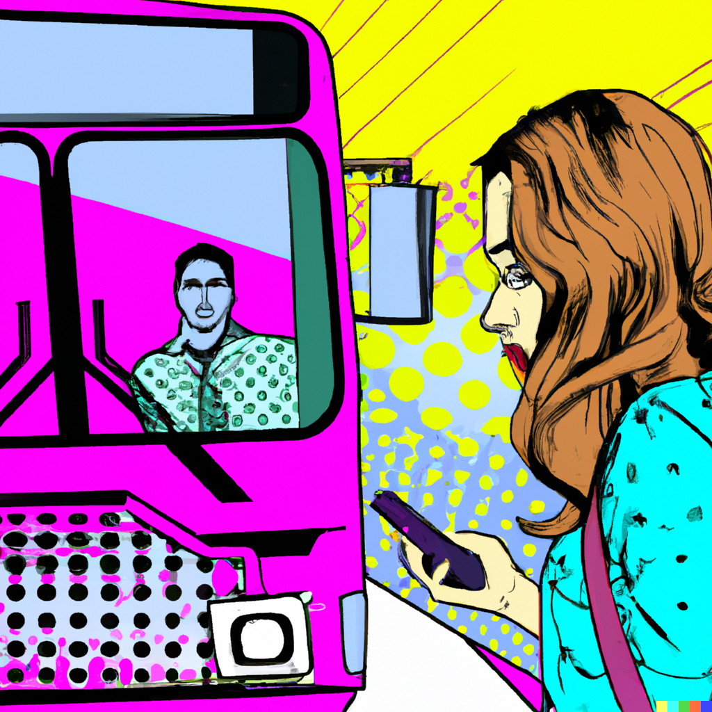 Person addicted to phone walking in front of oncoming bus